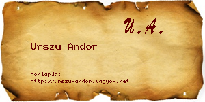 Urszu Andor névjegykártya